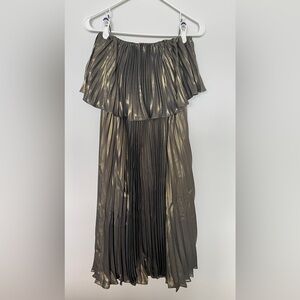 Elegant Metallic Pleated two-piece Anthropologie dress